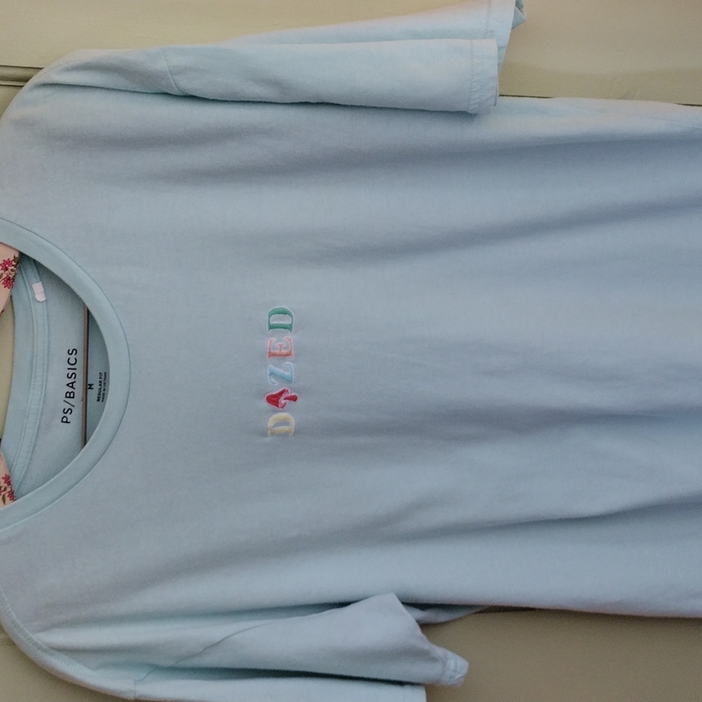 Women's PacSun DAZED 🍄 mushroom light blue regular fit Medium t-shirt